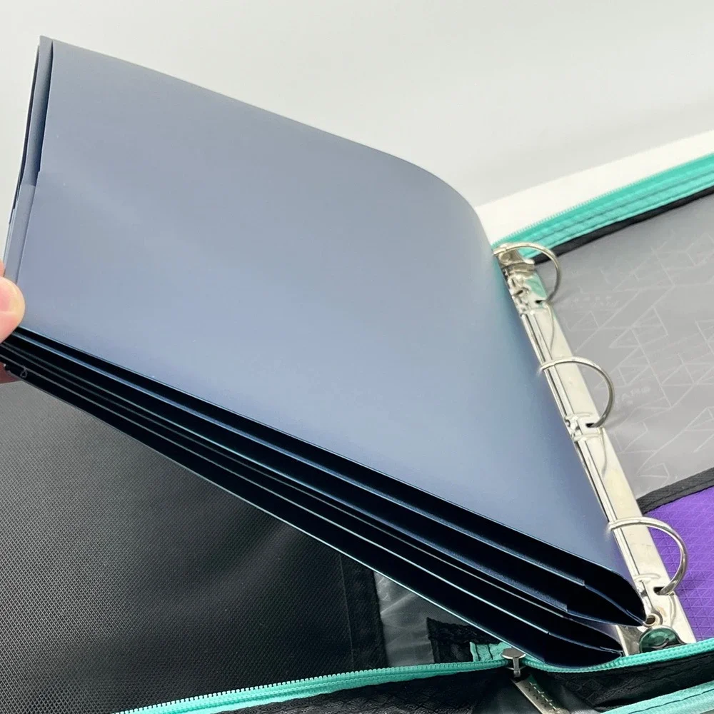 Five Star Zip Side Binder 3 Tab Expanding File Purple Black Teal 3-Ring Binder